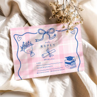Retro Hand Drawn Pink and Blue Graduation