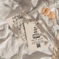 Retro Hand Drawn Quirky Unique QR Code Wedding