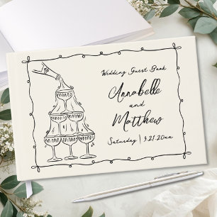 Retro Hand Drawn Wedding Guest Book