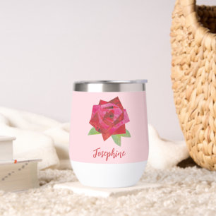 Retro Hand-Illustrated Red Rose Unique Pink Custom
