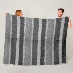 retro hand knitted black and white stripes fleece blanket