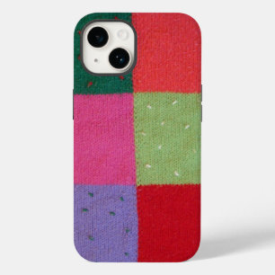 retro hand knitted colourful patchwork squares Case-Mate iPhone 14 case