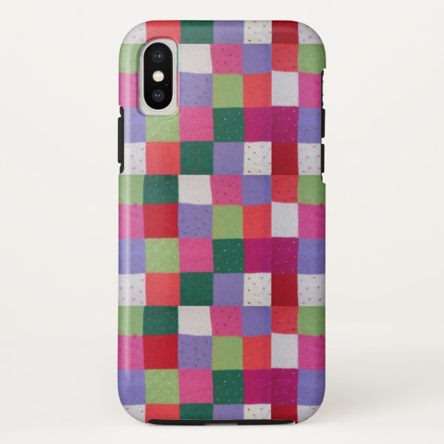 retro hand knitted colourful patchwork squares Case-Mate iPhone case (Back)