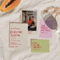 Retro Hand-Written Colourful Modern Unique Wedding