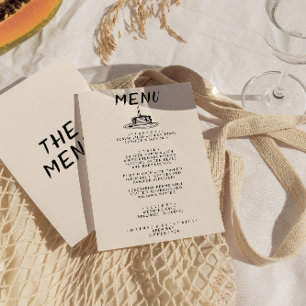 Retro Hand Written Drawn Cake Quirky Bold Wedding Menu