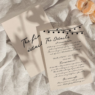 Retro Hand Written Drawn Quirky Wedding Details Enclosure Card