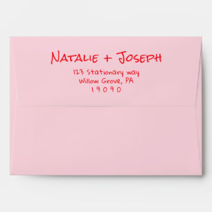 Retro Hand Written Red Pink Funky Modern Wedding  Envelope