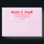 Retro Hand Written Red Pink Unique Modern Wedding Envelope<br><div class="desc">A retro modern hand written bright vivid red and pink wedding envelope. Which features bold whimsical  bride and groom's names in bright vivid red  and blush pink background colour. And  personalised return address . Which suits the whole wedding suite.</div>