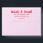 Retro Hand Written Red Pink Unique Modern Wedding Envelope<br><div class="desc">A retro modern hand written bright vivid red and pink wedding envelope. Which features bold whimsical  bride and groom's names in bright vivid red  and blush pink background colour. And  personalised return address . Which suits the whole wedding suite.</div>