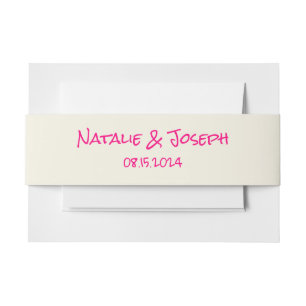 Retro Hand Written Vivid Pink Fun Quirky Wedding Invitation Belly Band