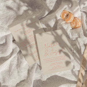 Retro Hand Written Whimsical All In One Wedding Invitation