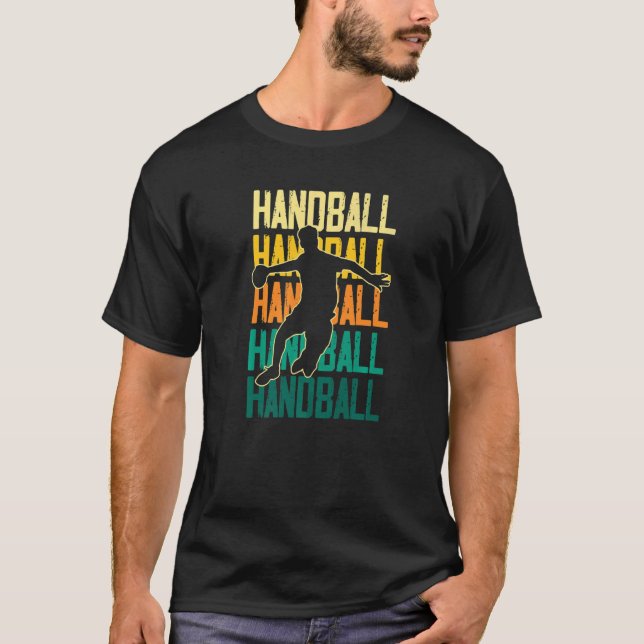 Retro Handball Player Handballer Ball Sports Team  T-Shirt (Front)