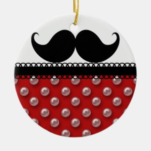Retro Handlebar Moustache Moustache Ceramic Tree Decoration