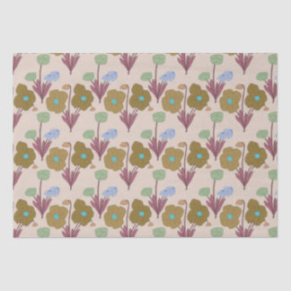 Retro Handrawn Rustic Flowers Tissue Paper