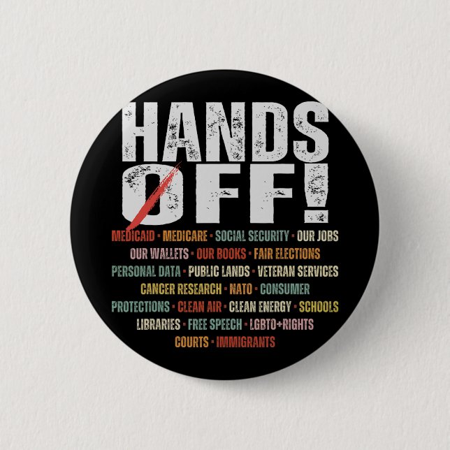 Retro Hands Off Protest Public Lands Medicare Patr 6 Cm Round Badge (Front)