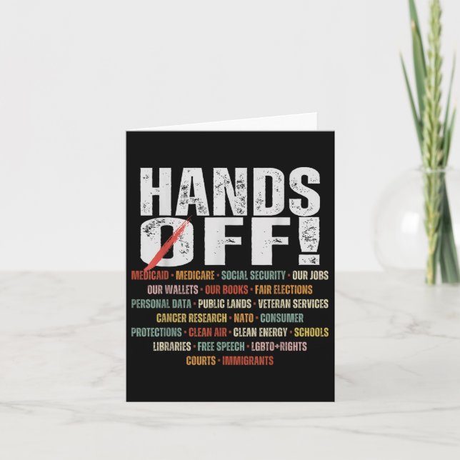 Retro Hands Off Protest Public Lands Medicare Patr Card (Front)