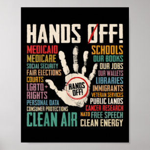 Retro Hands Off Protest Social Security And Medica Poster