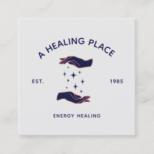 Retro Hands Reiki Practitioner Energy Healing Square Business Card