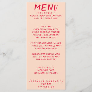 Retro Handwritten Colourful Bright Modern Wedding  Menu