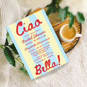 Retro Handwritten Italian Sunset Bridal Shower Invitation