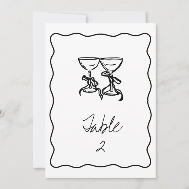 Retro Handwritten Wedding Table Number (Front)