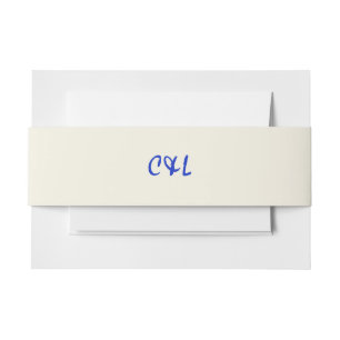 Retro Handwritten Whimsical Blue Invitation Belly Band