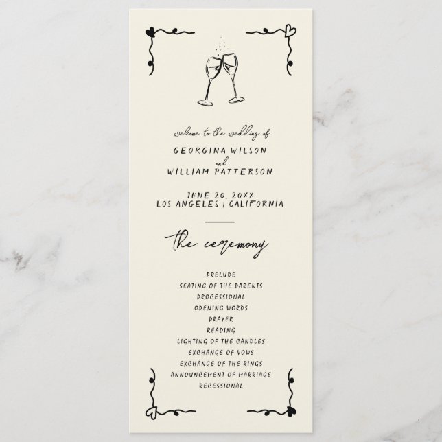 Retro Handwritten Whimsical Flat Program (Front)