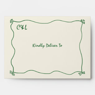 Retro Handwritten Whimsical Green Envelope