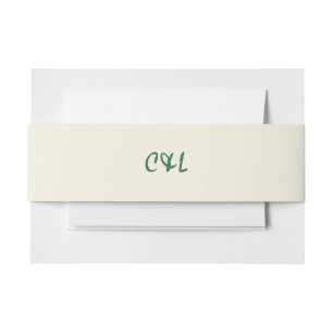Retro Handwritten Whimsical Green Invitation Belly Band