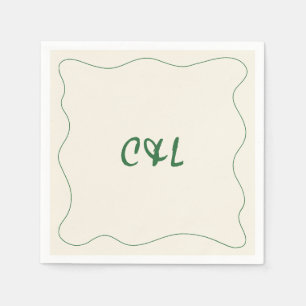 Retro Handwritten Whimsical Green Wedding Napkin