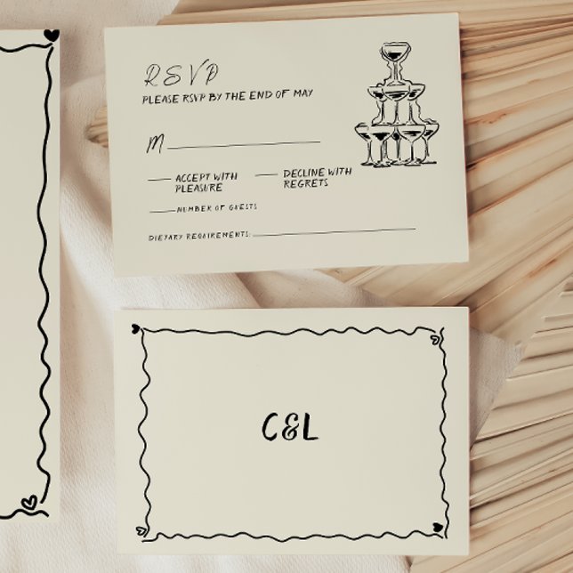 Retro Handwritten Whimsical Hand Written Wedding  RSVP Card (Creator Uploaded)