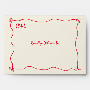 Retro Handwritten Whimsical Red Envelope
