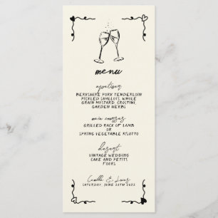 Retro Handwritten Whimsical Wedding Menu