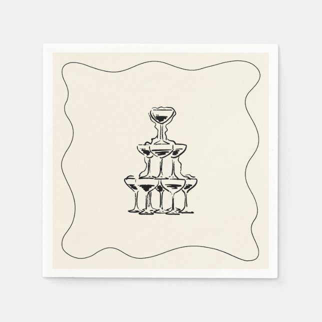 Retro Handwritten Whimsical Wedding Napkin (Front)