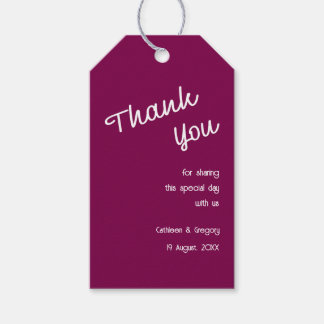 Retro Handwritten Wine Colour Thank You Tag Weddin