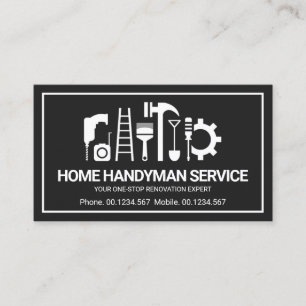 Retro Handyman Tools Motif, Odd Jobs Business Card