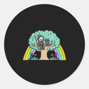 Retro Hang In There It Gets Worse Rainbow Ghost Ha Classic Round Sticker