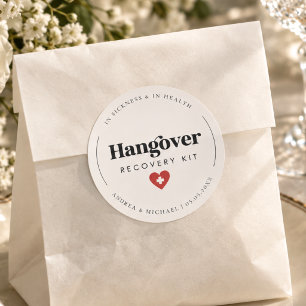 Retro Hangover Recovery Kit Wedding Party Favour Classic Round Sticker