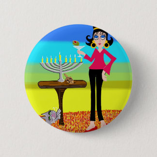 Retro Hanukkah and a Martini 6 Cm Round Badge