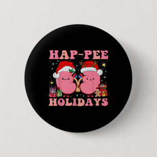 Retro Hap Pee Holidays Christmas Dialysis Nurse Ki 6 Cm Round Badge