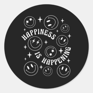 Retro Happiness Is Happening Mental Health Inspira Classic Round Sticker
