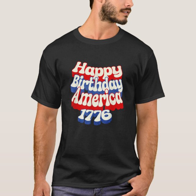 Retro Happy 250th Birthday America 1776 2026 USA J T-Shirt (Front)