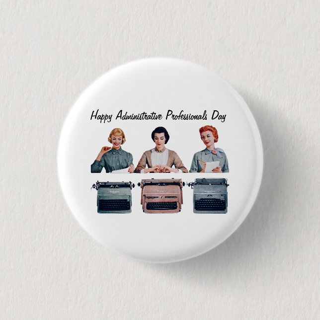 Retro Happy Administrative Professionals Day  3 Cm Round Badge (Front)