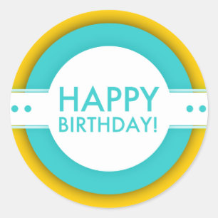 retro happy birthday classic round sticker