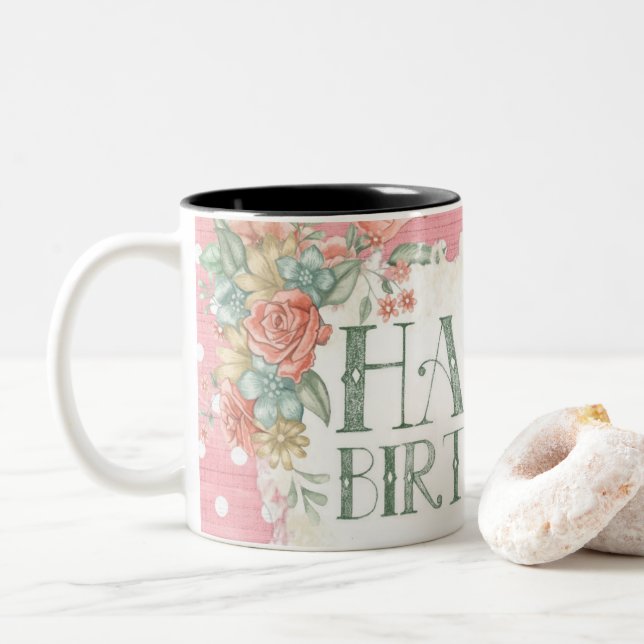 Retro Happy Birthday Coffee Mug (With Donut)
