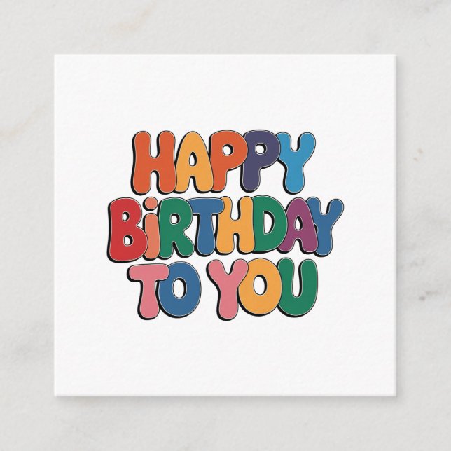 Retro Happy Birthday Enclosure Card (Front)