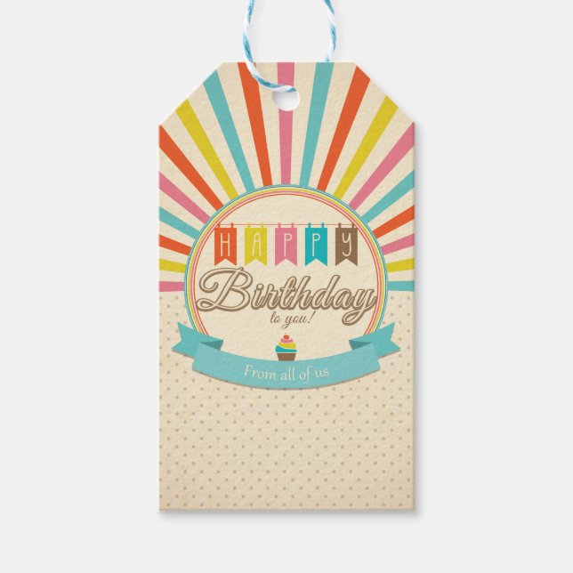 Retro Happy Birthday Gift Tags (Front)