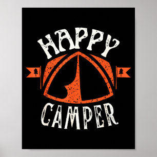 Retro happy camper tent family camping crew poster
