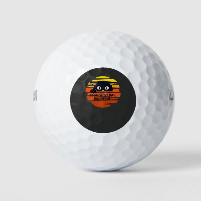 Retro Happy Cat Quote – Routine & Love Golf Balls (Front)