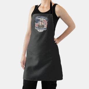 Retro Happy Columbus Day Caravel Ship and USA Flag Apron